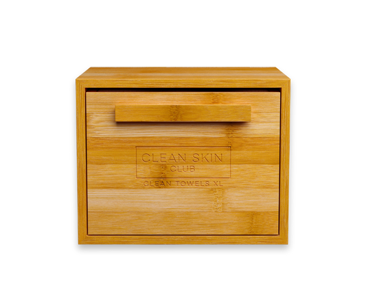 Luxe Bamboo Box with Drawer with 50 Clean Skin Club Towels XL